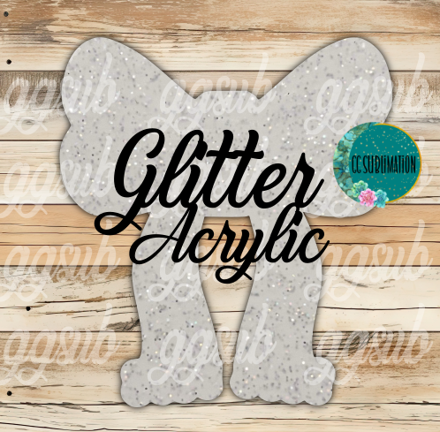 Glitter Acrylic - Christmas bow With or Without Hole - Sublimation Acrylic