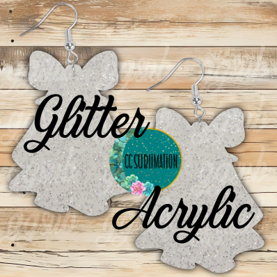 Glitter Acrylic Ghost bow 5 & 10 pairs 1.5 & 2 inch size - Sublimation Acrylic