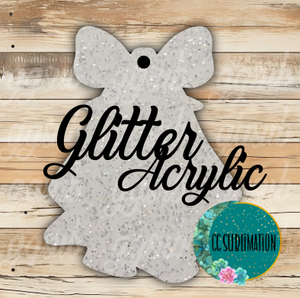 Glitter Acrylic - Ghost bow With or Without Hole - Sublimation Acrylic