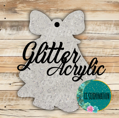 Glitter Acrylic - Ghost bow With or Without Hole - Sublimation Acrylic