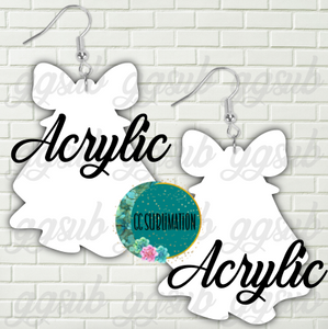 Acrylic - Ghost bow 5 & 10 pairs 1.5 & 2 inch size - Sublimation Acrylic