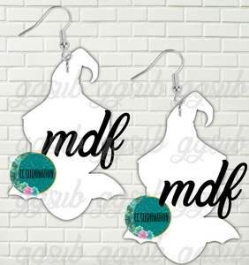 MDF - Bat with witch hat earrings 2 sizes to choose from