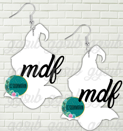 MDF - Bat with witch hat earrings 2 sizes to choose from