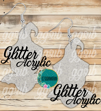 Glitter Acrylic Bat with witch hat 5 & 10 pairs 1.5 & 2 inch size - Sublimation Acrylic
