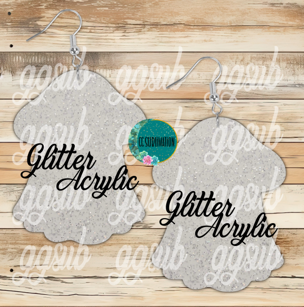 Glitter Acrylic Mushroom ghost 5 & 10 pairs 1.5 & 2 inch size - Sublimation Acrylic