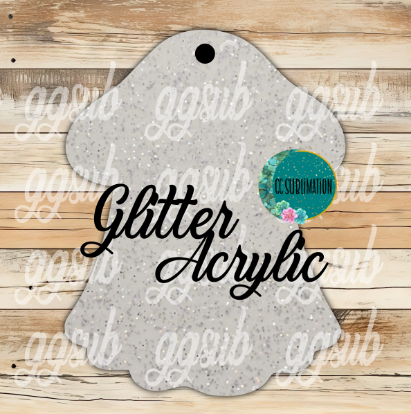 Glitter Acrylic - Mushroom ghost With or Without Hole - Sublimation Acrylic