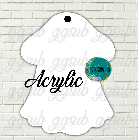 Acrylic- Mushroom ghost With or Without Hole - Sublimation Acrylic