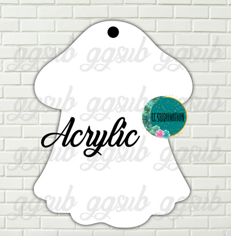 Acrylic- Mushroom ghost With or Without Hole - Sublimation Acrylic