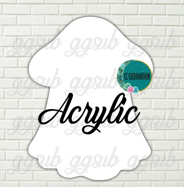 Acrylic Mushroom ghost 10 or 20 count 1.5 & 2 inch size (FOR BADGE REELS) - Sublimation Acrylic