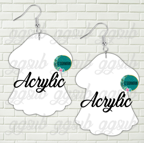 Acrylic - Mushroom ghost 5 & 10 pairs 1.5 & 2 inch size - Sublimation Acrylic