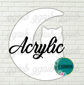 Acrylic Cat on moon 10 or 20 count 1.5 & 2 inch size (FOR BADGE REELS) - Sublimation Acrylic