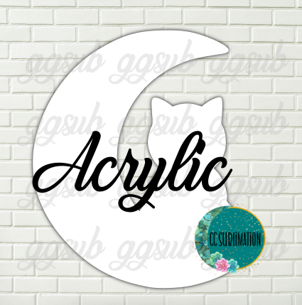 Acrylic Cat on moon 10 or 20 count 1.5 & 2 inch size (FOR BADGE REELS) - Sublimation Acrylic