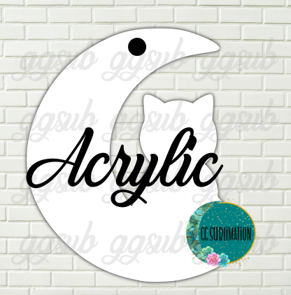 Acrylic- Cat on moon With or Without Hole - Sublimation Acrylic