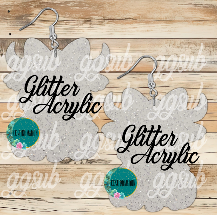 Glitter Acrylic Highland cow bow 5 & 10 pairs 1.5 & 2 inch size - Sublimation Acrylic