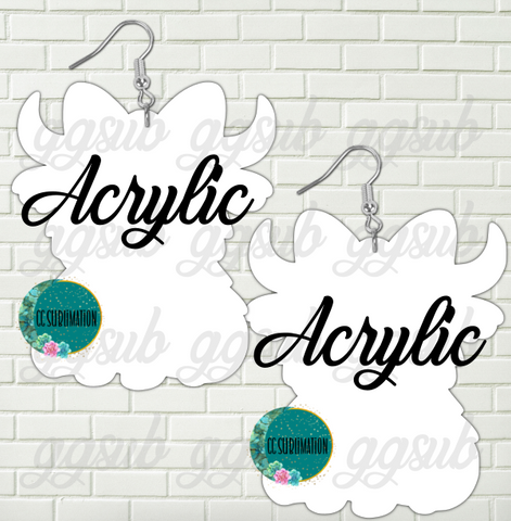 Acrylic - Highland cow bow 5 & 10 pairs 1.5 & 2 inch size - Sublimation Acrylic