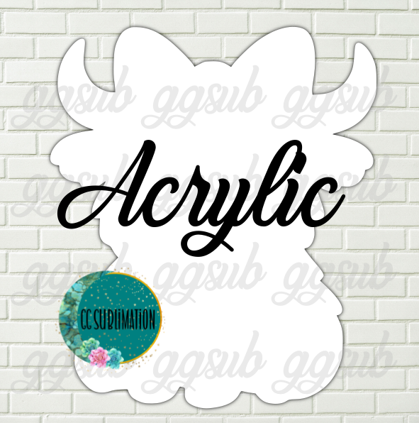 Acrylic Highland cow bow 10 or 20 count 1.5 & 2 inch size (FOR BADGE REELS) - Sublimation Acrylic