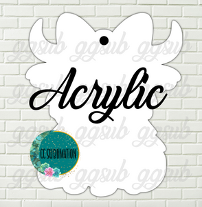 Acrylic- Highland cow bow With or Without Hole - Sublimation Acrylic
