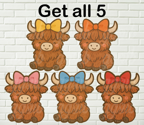 Digital design -  Highland cow bow bundle