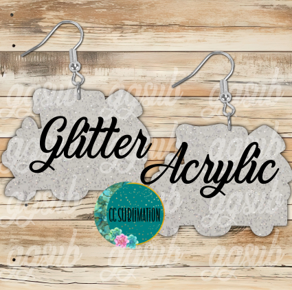Glitter Acrylic Gingerbread train 5 & 10 pairs 1.5 & 2 inch size - Sublimation Acrylic