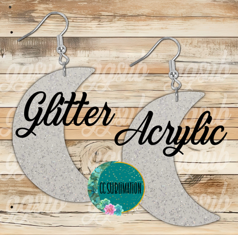 Glitter Acrylic Moon 5 & 10 pairs 1.5 & 2 inch size - Sublimation Acrylic