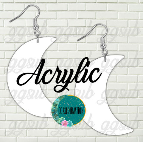Acrylic - Moon 5 & 10 pairs 1.5 & 2 inch size - Sublimation Acrylic