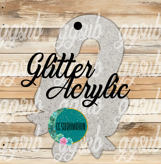 Glitter Acrylic - Candy cane bow With or Without Hole - Sublimation Acrylic