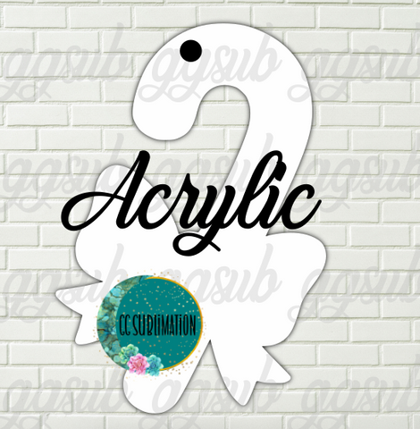 Acrylic- Candy cane bow With or Without Hole - Sublimation Acrylic