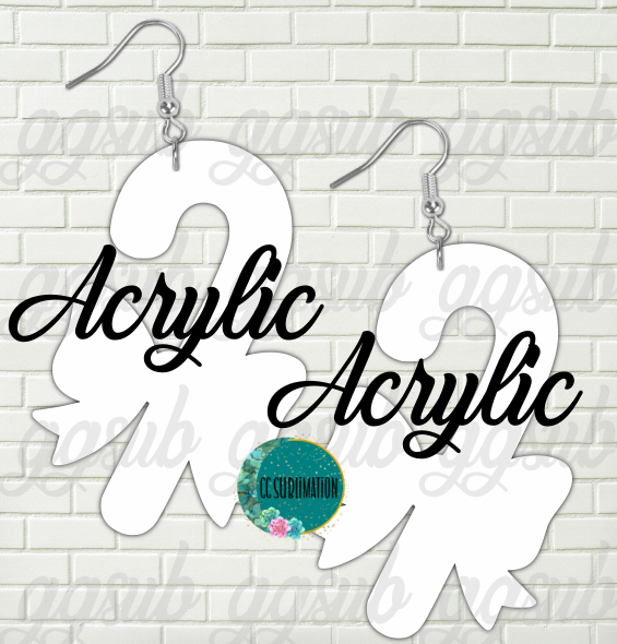 Acrylic - Candy cane bow 5 & 10 pairs 1.5 & 2 inch size - Sublimation Acrylic