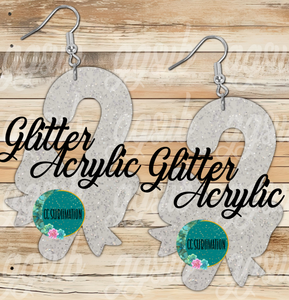 Glitter Acrylic Candy cane bow 5 & 10 pairs 1.5 & 2 inch size - Sublimation Acrylic