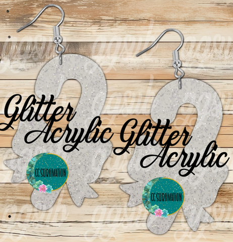 Glitter Acrylic Candy cane bow 5 & 10 pairs 1.5 & 2 inch size - Sublimation Acrylic