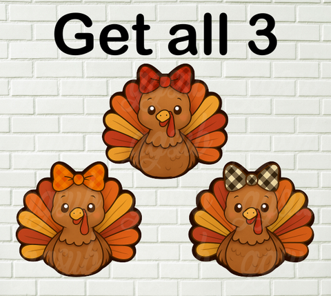 Digital design - Turkey with bow bundle design