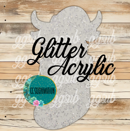 Glitter Acrylic Highland cow in stocking 10 or 20 count 1.5 & 2 inch size( FOR BADGE REELS) - Sublimation Acrylic
