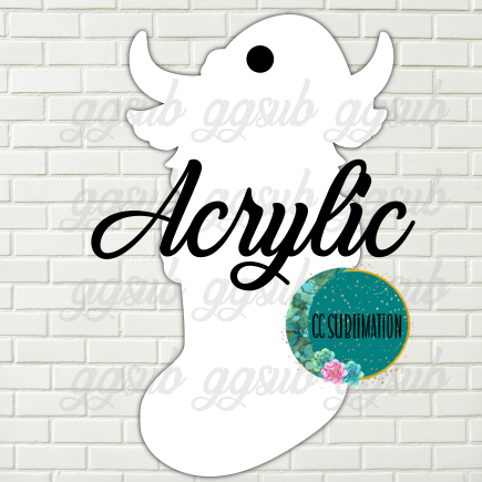 Acrylic- Highland cow in stocking With or Without Hole - Sublimation Acrylic