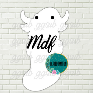 MDF - Highland cow in stocking with holes 3 sizes to choose from