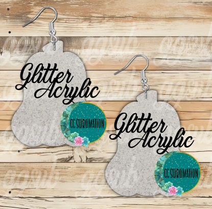 Glitter Acrylic Lumpy pumpkin 5 & 10 pairs 1.5 & 2 inch size - Sublimation Acrylic