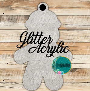 Glitter Acrylic -Gingerbread with beanie With or Without Hole - Sublimation Acrylic