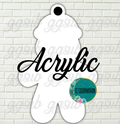 Acrylic- Gingerbread with beanie With or Without Hole - Sublimation Acrylic
