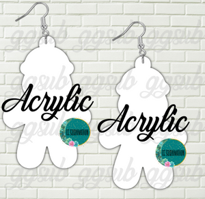 Acrylic - Gingerbread with beanie 5 & 10 pairs 1.5 & 2 inch size - Sublimation Acrylic