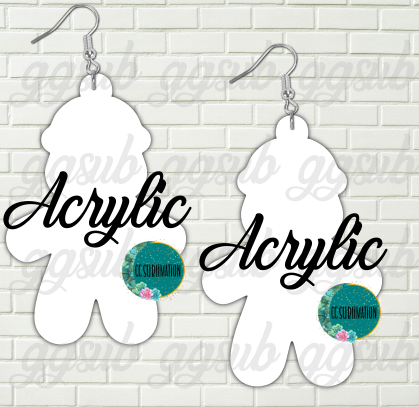 Acrylic - Gingerbread with beanie 5 & 10 pairs 1.5 & 2 inch size - Sublimation Acrylic