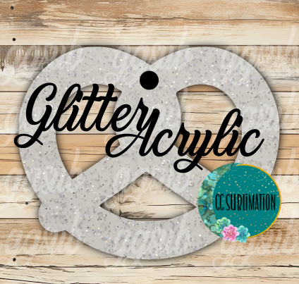 Glitter Acrylic - Pretzel With or Without Hole - Sublimation Acrylic