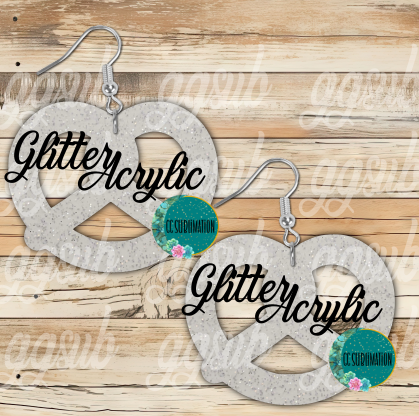 Glitter Acrylic Pretzel 5 & 10 pairs 1.5 & 2 inch size - Sublimation Acrylic
