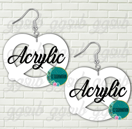Acrylic - Pretzel 5 & 10 pairs 1.5 & 2 inch size - Sublimation Acrylic