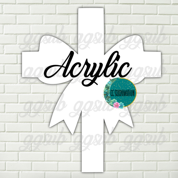 Acrylic- Cross with bow With or Without Hole - Sublimation Acrylic