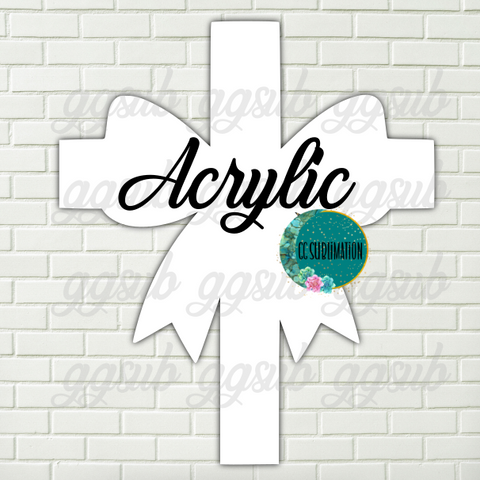 Acrylic Cross with bow 10 or 20 count 1.5 & 2 inch size (FOR BADGE REELS) - Sublimation Acrylic