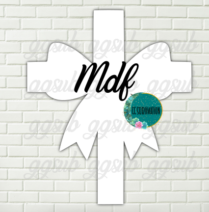 MDF - Cross with bow withOUT holes 2 sizes to choose from (great for badge reels & hairbow centers)