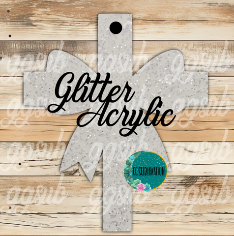 Glitter Acrylic - Cross with bow With or Without Hole - Sublimation Acrylic