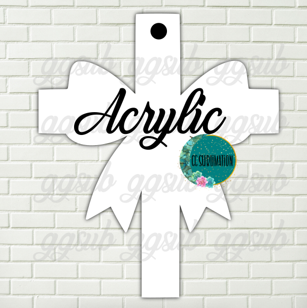 Acrylic- Cross with bow With or Without Hole - Sublimation Acrylic
