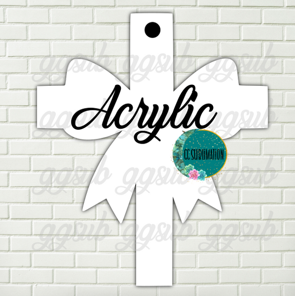 Acrylic- Cross with bow With or Without Hole - Sublimation Acrylic