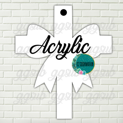 Acrylic- Cross with bow With or Without Hole - Sublimation Acrylic