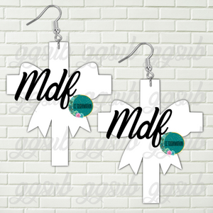 MDF - Cross with bow earrings 2 sizes to choose from